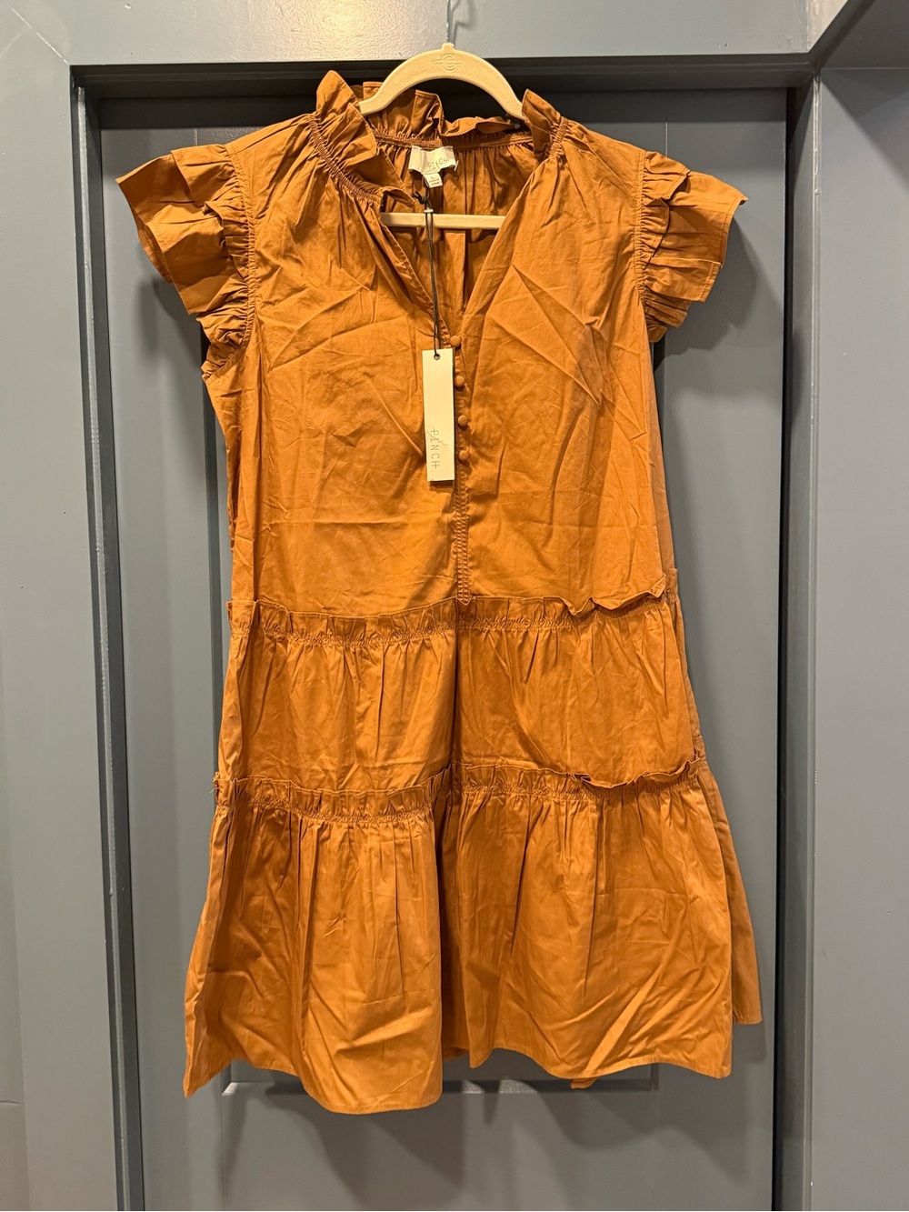 Pinch Brown Ruffle Sleeve Dress
